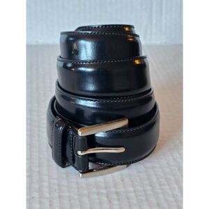 Coach Midnight Leather Belt with Metallic Buckle